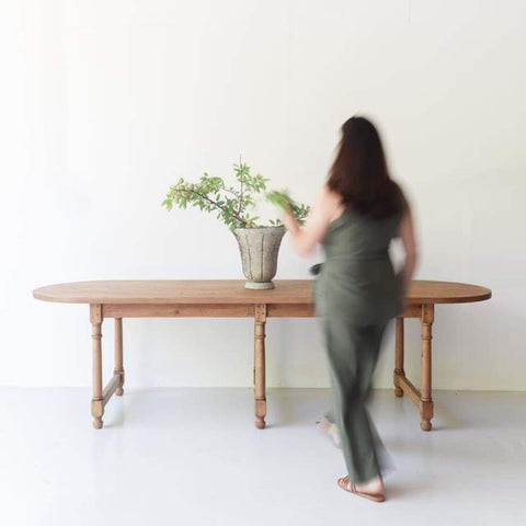 reclaimed wood oval farm table