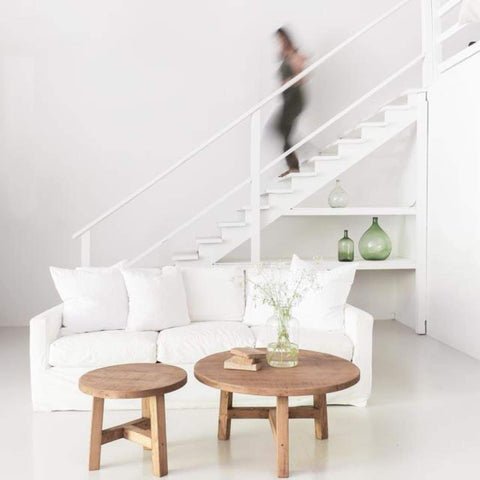 reclaimed wood round coffee table