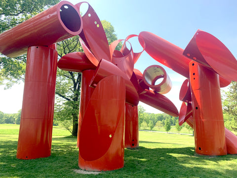 red statue at storm king
