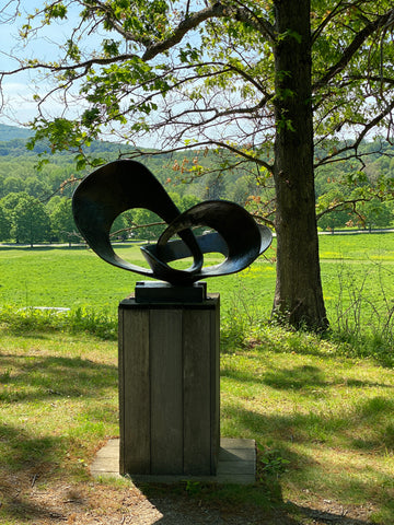 small statue overlooking storm king grounds