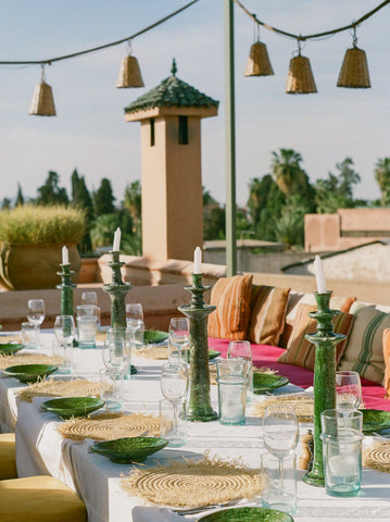 tablescape on the roof at el fenn in marrakech morocco