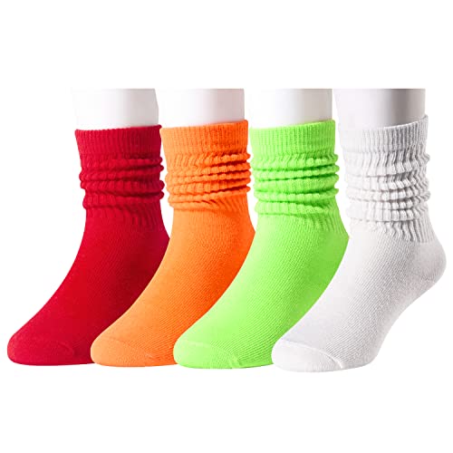 Little Girls Long Socks, Cute Slouch Socks for Girls, Kids Cotton