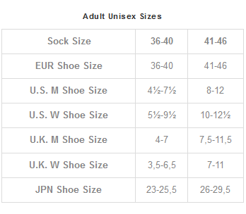 Sock Size To Shoe Size Conversion Chart