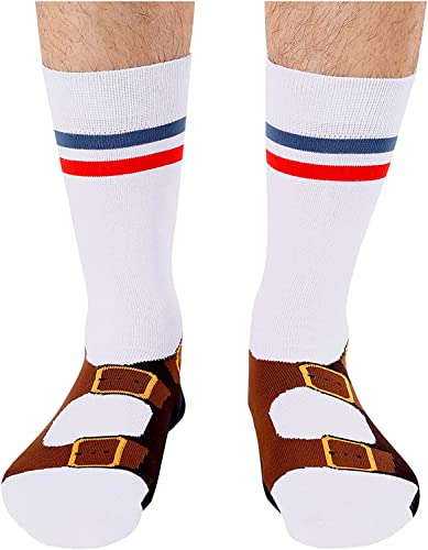 Men's Funny Mid-Calf Slipper White Crew Fashion White-shoes Socks – Happypop
