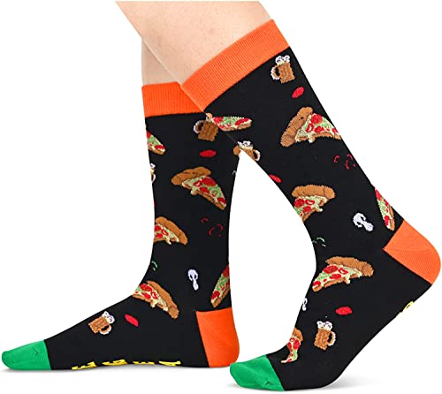 Happy Design Mens Duck Bees Planet Tool Pizza Socks Beer, Pizza