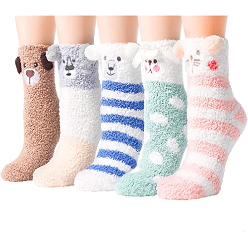 Warm Cozy Socks for Girls Women's Fluffy Socks, Colorful Indoors Slipp –  Happypop