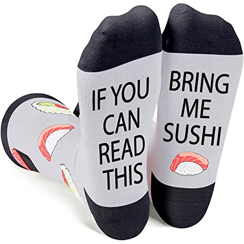 Funny Sushi Socks for Women Who Love Sushi, Novelty Sushi Gifts, Women's Gag Gifts, Gifts for Sushi lovers, Funny Sayings If You Can Read This, Bring