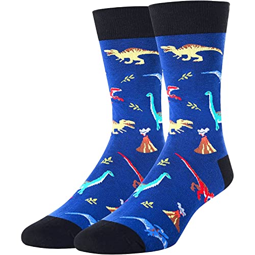 Men's Funny Crew Thick Stylish Dinosaur Socks Gifts for Dinosaur Lover ...