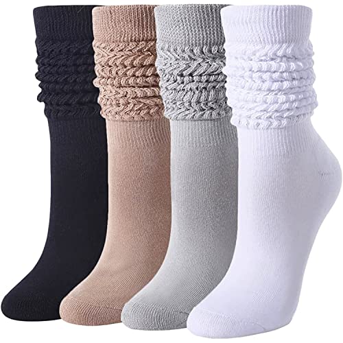 Besufy Adult Women Socks Solid Vertical Stripe Cotton Breathable Tube Socks  