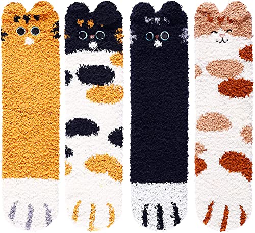  SKEFOLI Cat Paw Socks, 5 Pairs Cat Claw Socks for Girls Women  Cozy Fuzzy Cat Feet Socks : Clothing, Shoes & Jewelry