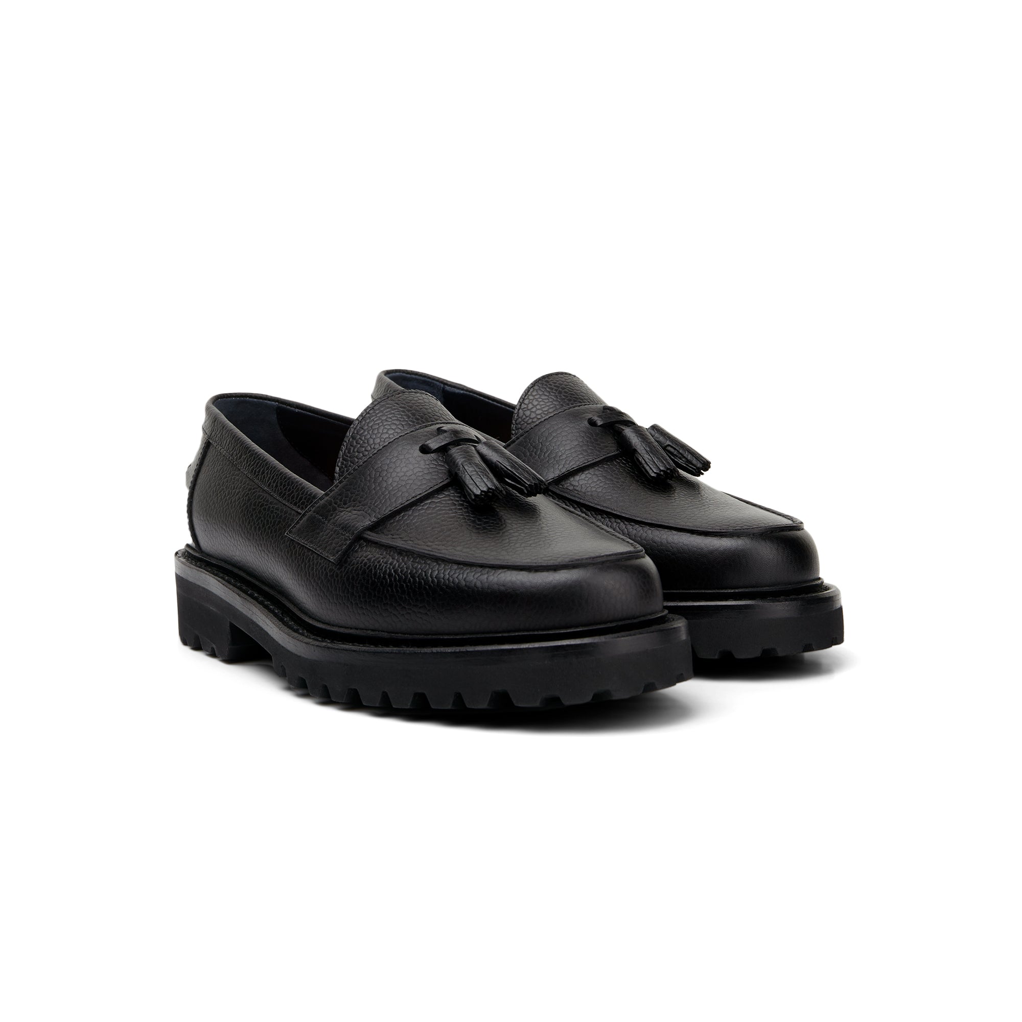 The Clásico Tassel Loafer, Onyx, Vibram 1757 Lug Sole - Blackstock & Weber