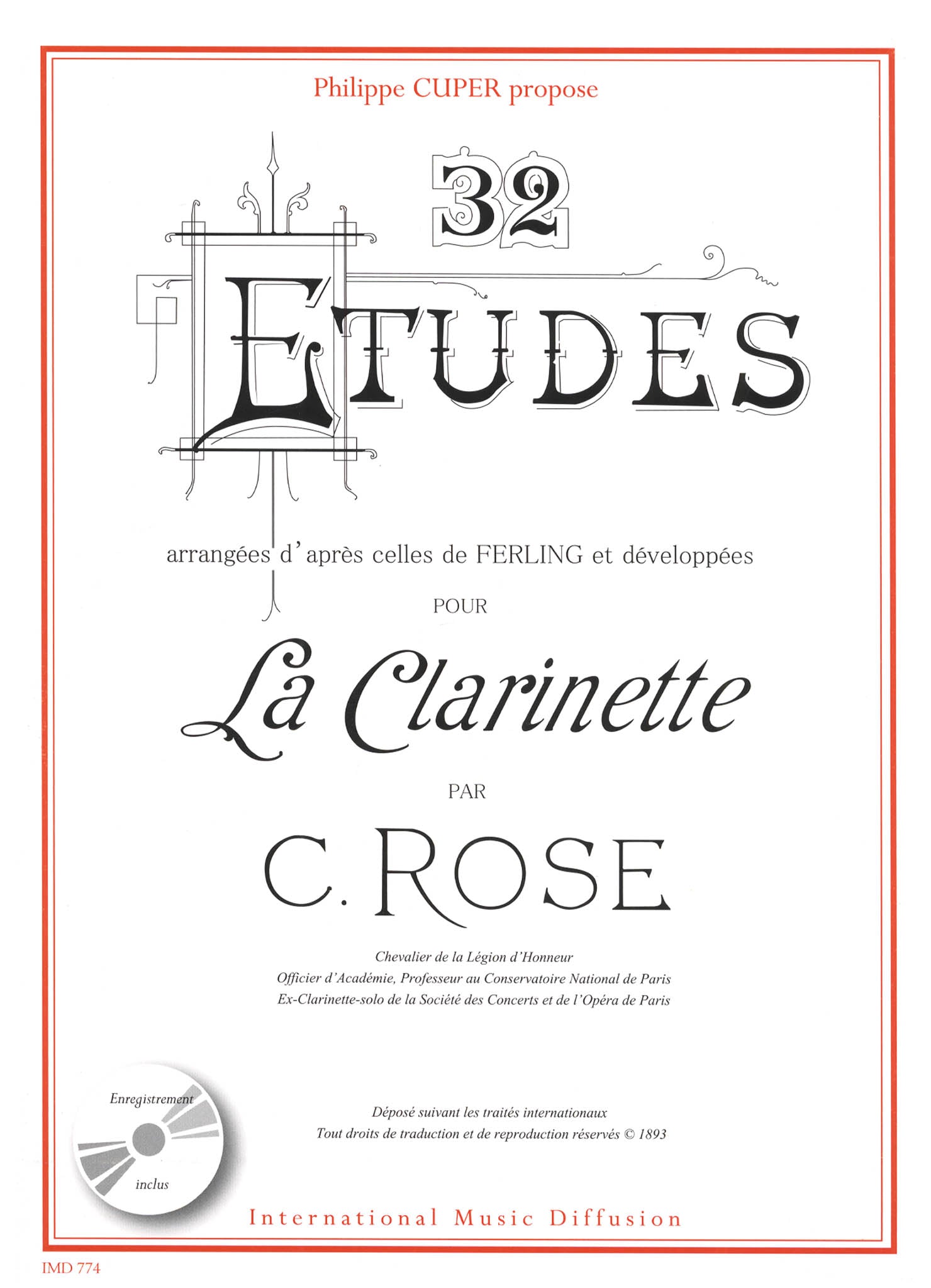 Rose Cyrille 32 Etudes For Clarinet Ed Philippe Cuper Camco
