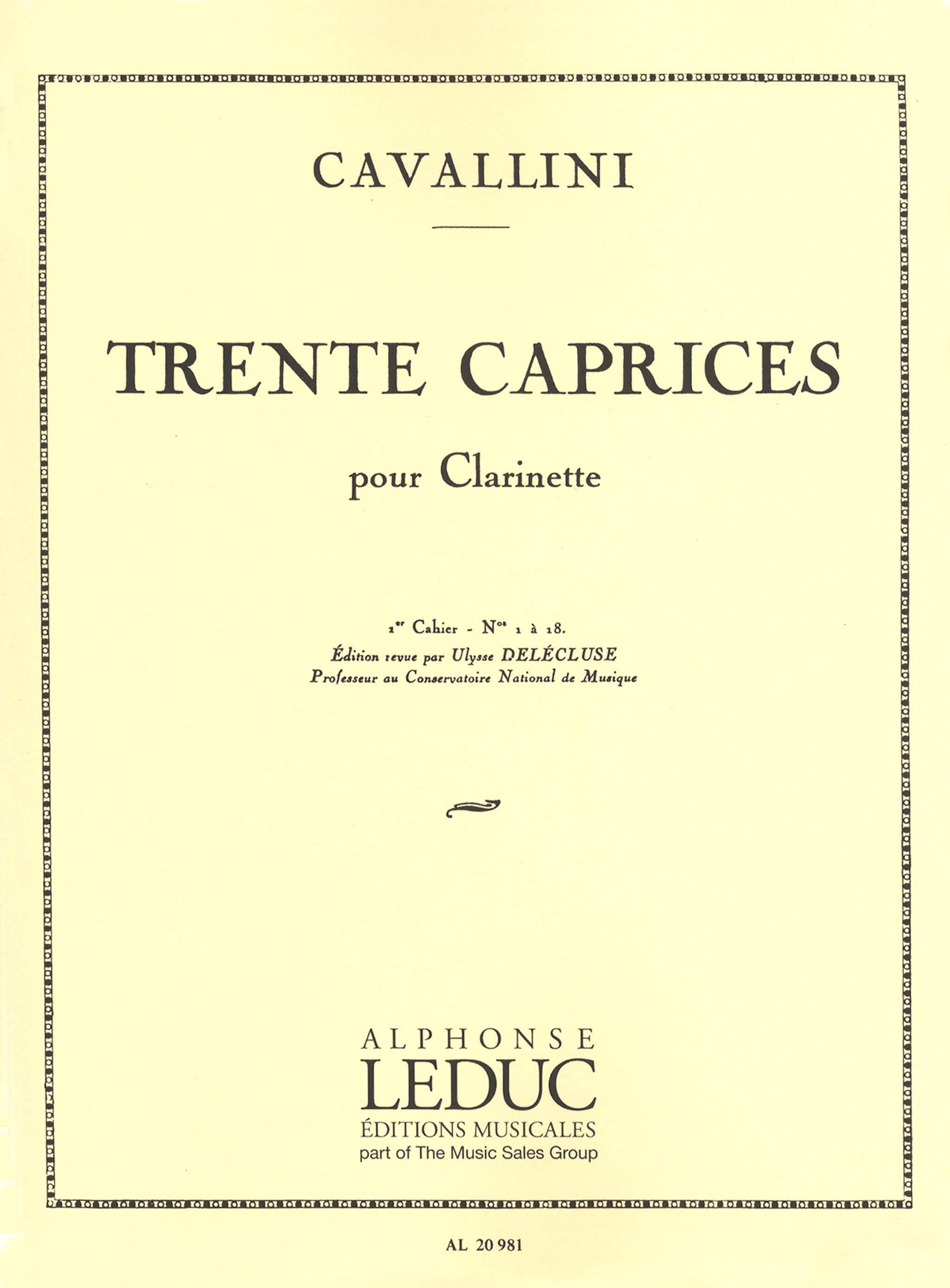 Cavallini 30 Clarinet Caprices Book 1 Ed Delecluse Leduc Camco