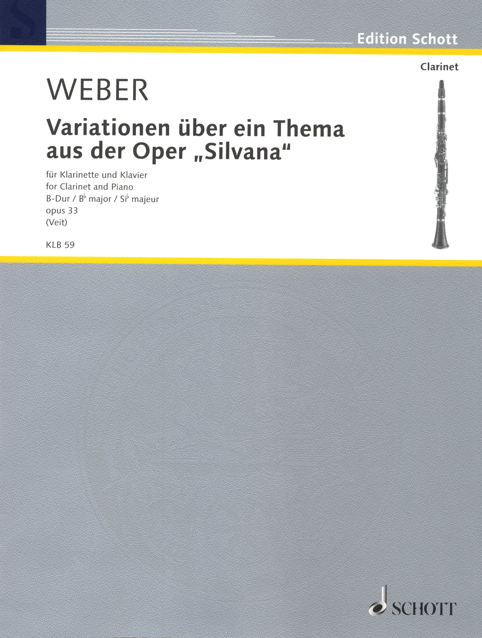 Weber Variations On A Theme From Silvana Op 33 J 128 Schott Camco