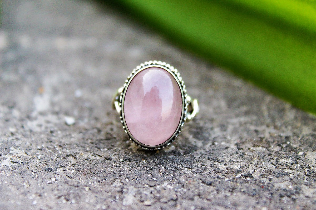 rose quartz diamond ring