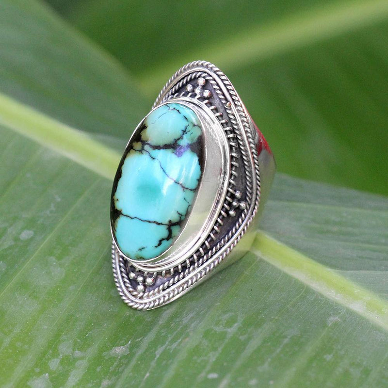 Sterling Silver Wide Band Statement Ring Handmade Boho Long 