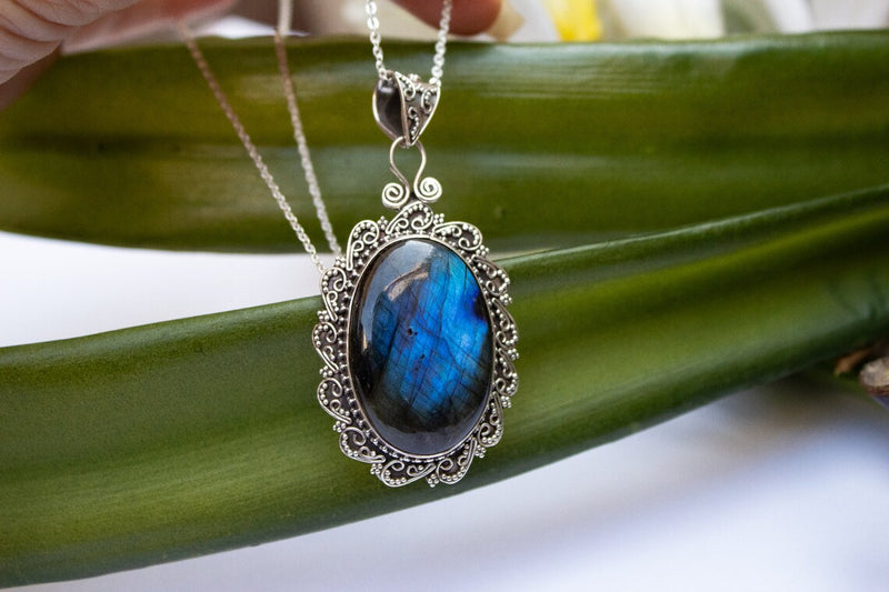 Labradorite Statement Necklace-NJ (CLC-LBD-12-7)