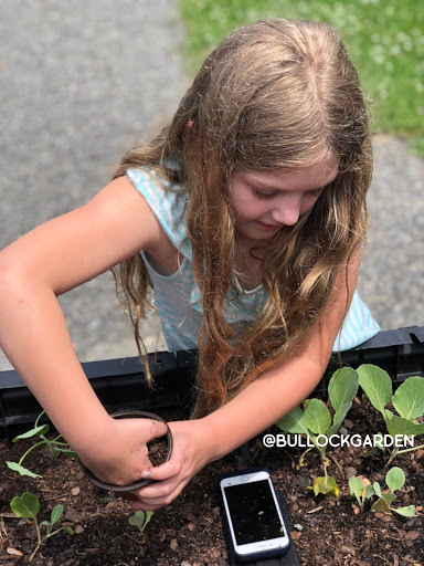 kids with raised garden bed