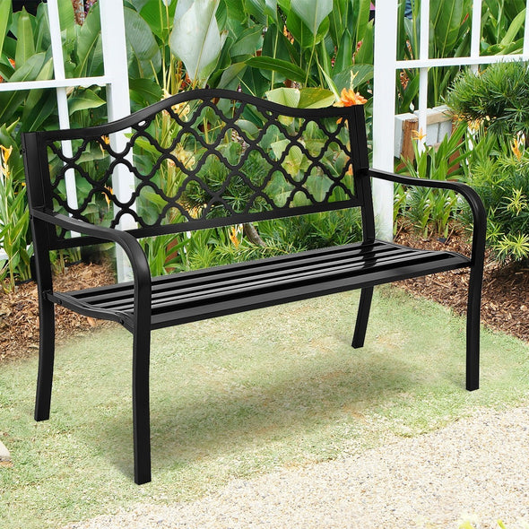 50" Patio Garden Bench Loveseats Garden Bench I Patio Bench I Benches For Outside I Wrought Iron Patio Furniture I Metal Bench I - Bestgoodshop