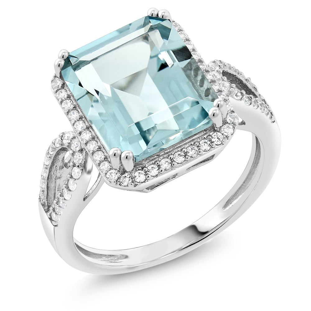 5 carat Octagon Aquamarine Sterling Silver Ring – Vintage Creators