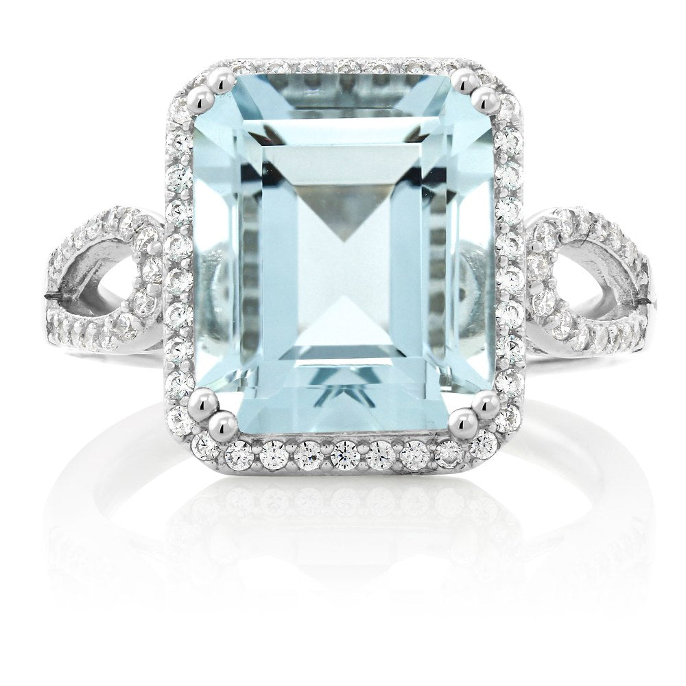 5 carat Octagon Aquamarine Sterling Silver Ring – Vintage Creators