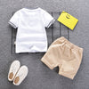 Boys 2-piece Suit T-shirt Shorts Turn-down Collar Short Sleeves Pockets