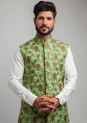 Mint green Waistcoat for Men