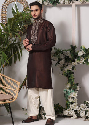 Brown Shalwar Kameez for Men