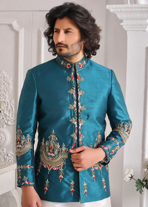 Teal Prince Coat for Men
