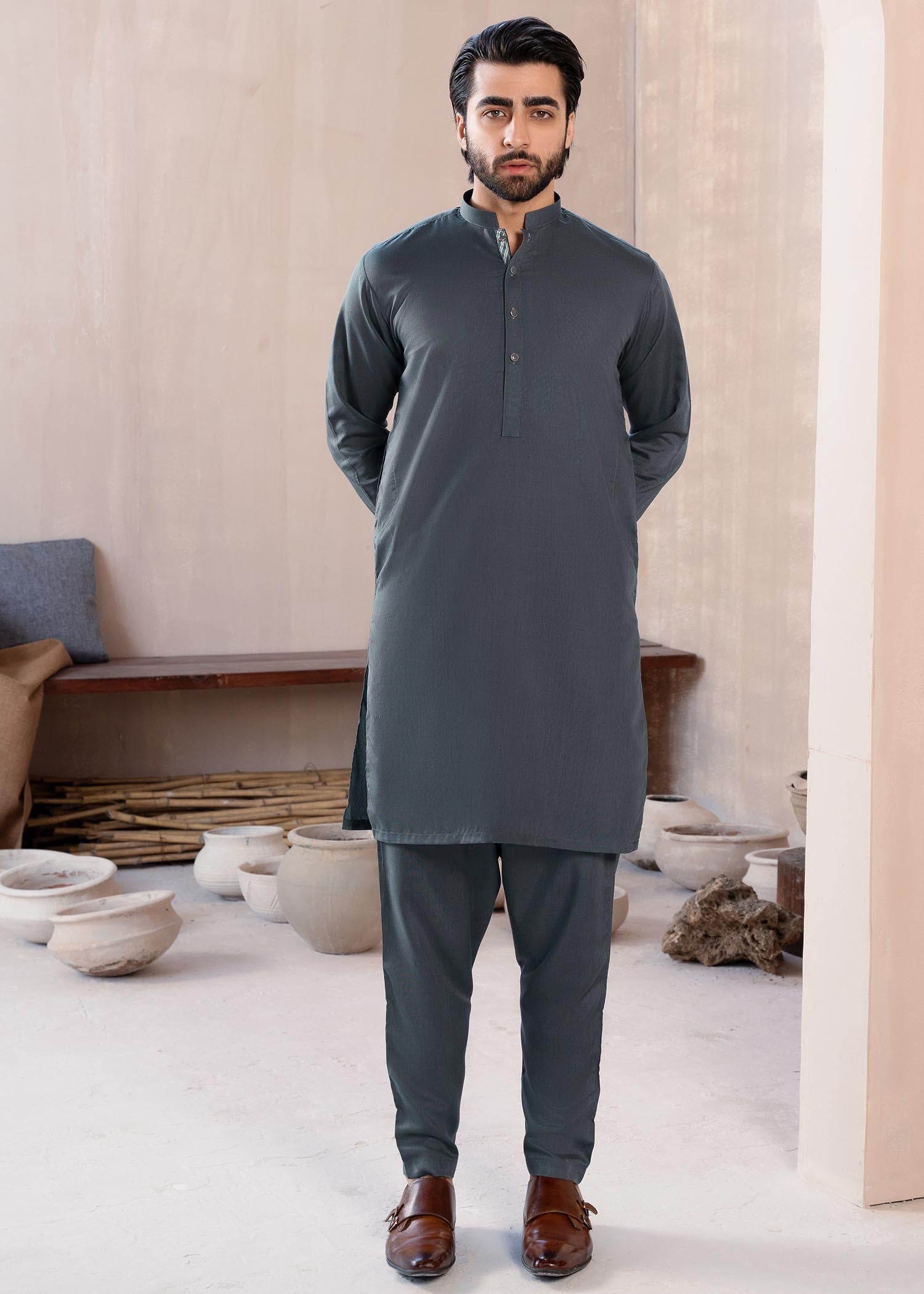 Mati Men's Grey Side Buttoned Kurta