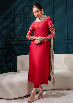 Red Kurta Set for Women