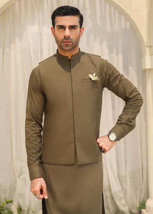 Olive green Waistcoat for Men