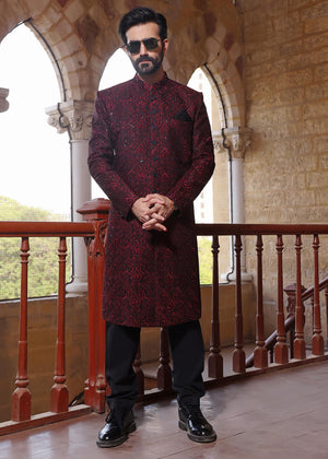 Maroon Sherwani for Men