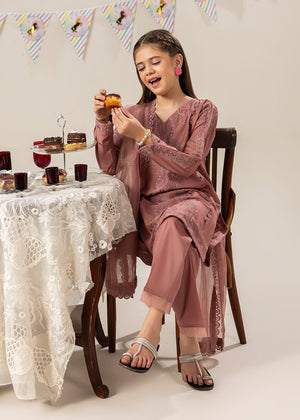 Tea rose pink Kurta Set for Girl