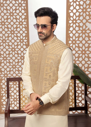 Cream Waistcoat for Men