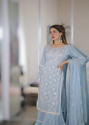 Ice blue Gharara for Women
