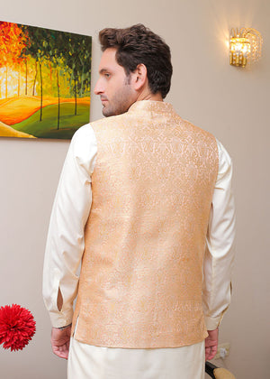 Peach pink Waistcoat for Men