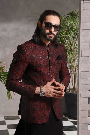 Maroon Prince Coat for Men