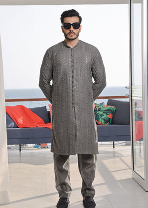 Steal grey Kurta Set for Men