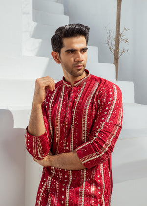 Red Kurta Set for Men