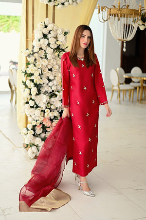 Red Kurta Set for Women