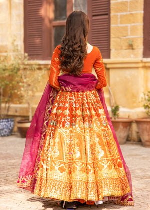 Rust orange Lehenga for Women