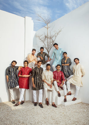 Navy blue Kurta Set for Men