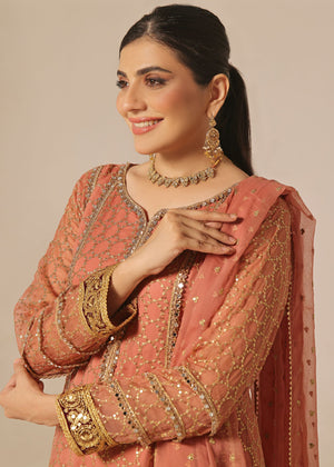 Coral pink Anarkali for Women