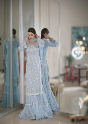 Ice blue Gharara for Women