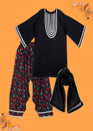 Black Kurta Set for Girl