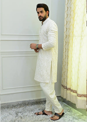 Pearl white Kurta for Men