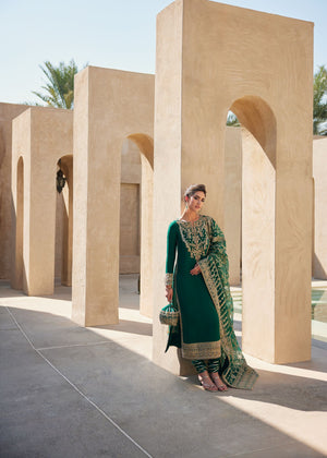 Bottle green Kurta Set for Women