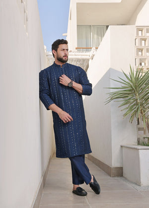 Navy blue Kurta Set for Men