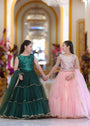 Dark green Lehenga for Girl